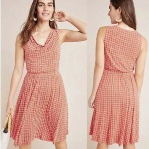 Anthropologie Maeve Coral Geometric Midi Dress - Vintage Look